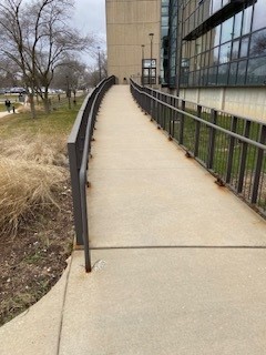 One of the numerous ramps around GSU designed to assist the impaired.