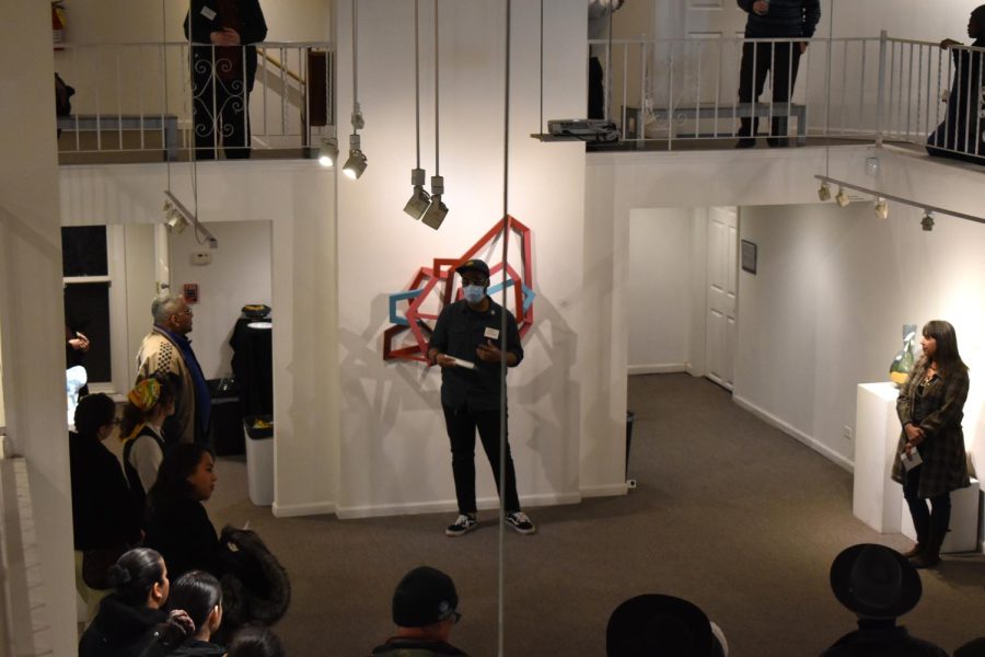 Gallery Director Julian Graham addressing the visitors during the show "Arising."