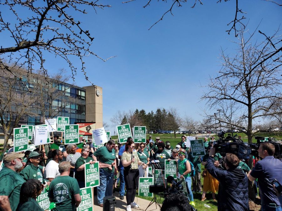 A rally with faculty, staff and student speakers was held at GSU on April 11.