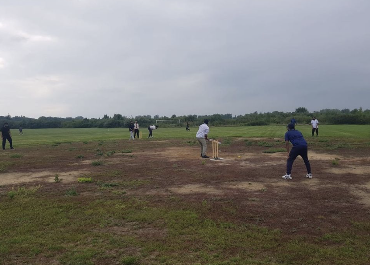 Cricket players practicing at GSU.