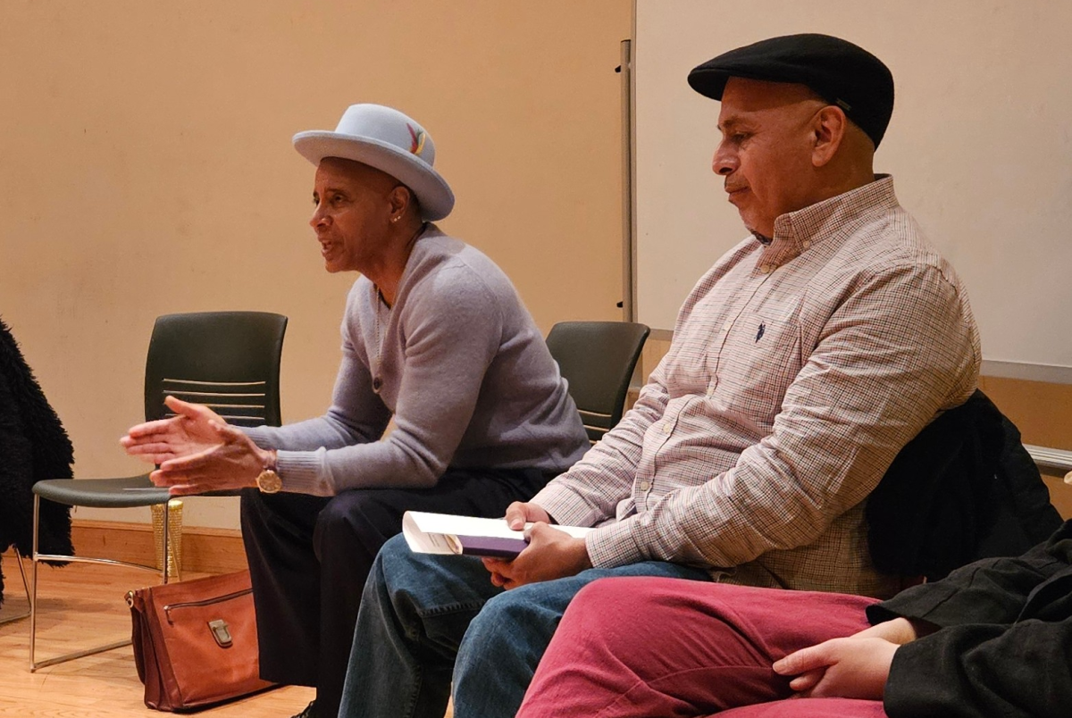 James Soto (right) and Marcus Bey discuss their experiences as survivors of wrongful conviction.