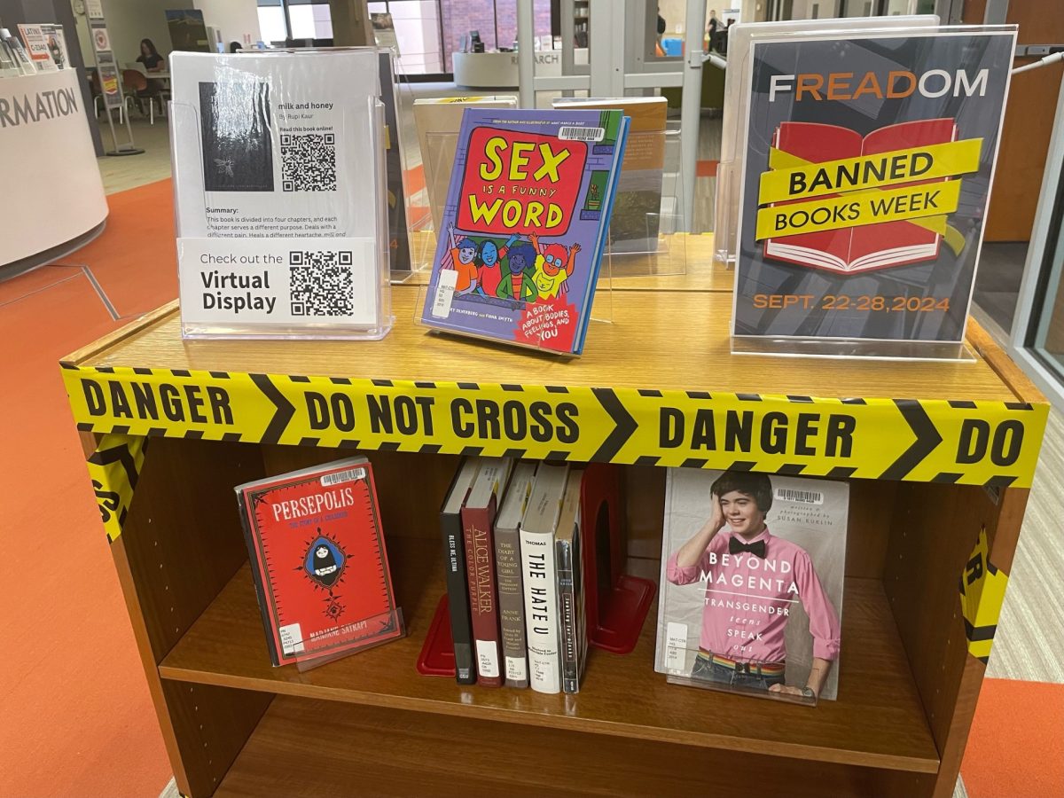 Some of the banned books at GSU's library. 