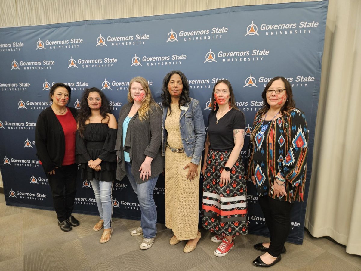 L to R: Rojean Kope, Student; Parimala Sama, Student; Amanda Sawatski, Student; Joi Patterson, Chief Officer of Institutional Engangement and Excellence; Lisa Pennington, Associate Professor of Education College of Education & Human Development; Cynthia Staples, Associate Director of Career Services