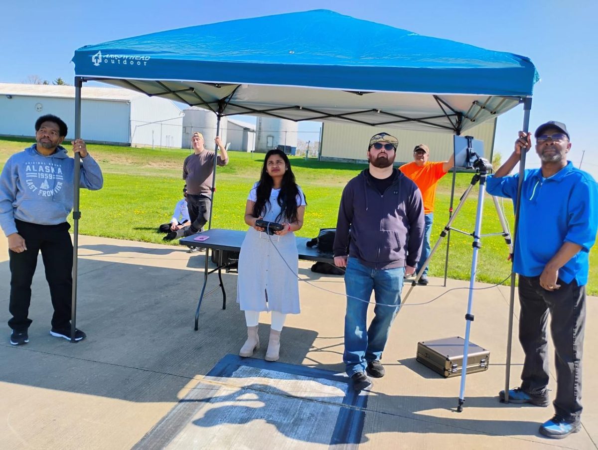 Drone flying session with students
