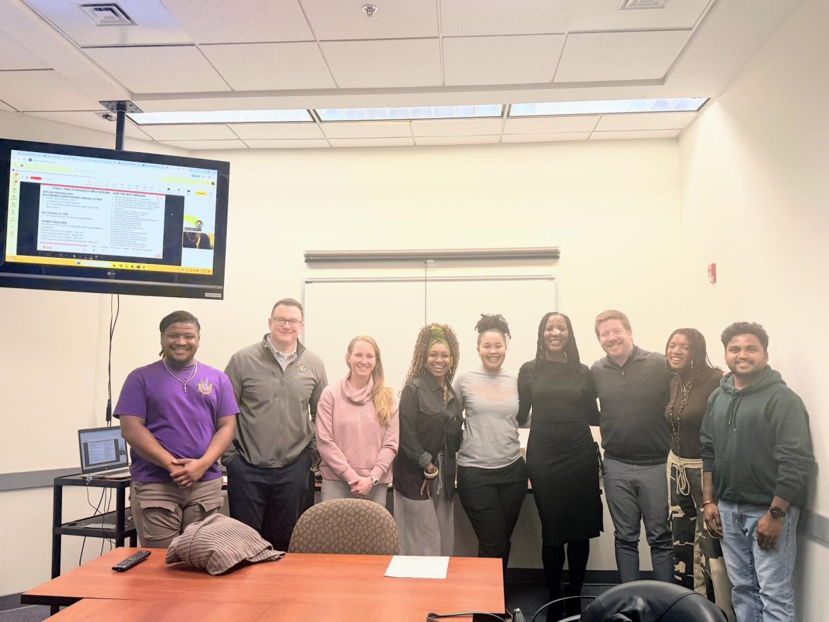 Students attend the Public Health Brigades Ghana Study Abroad information session at Governors State University on Feb. 9, where organizers outlined the Summer 2026 global service-learning program focused on public health, leadership, and cultural engagement in Ghana.