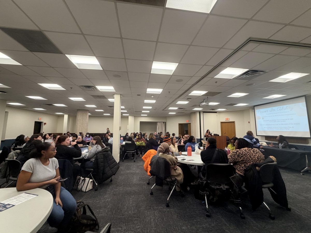 Candace and Courtney speak on inclusion and resilience during the “Power in Ability” event at GSU on Feb. 24.
